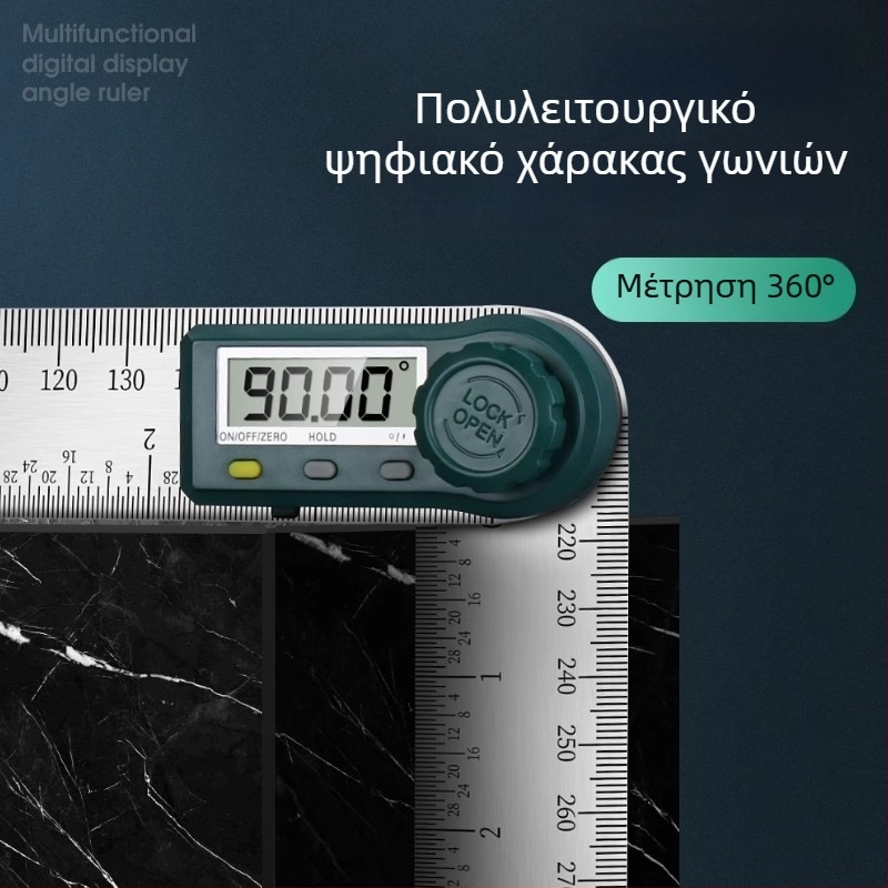 HEMUELE Ψηφιακός μετρητής γωνίας από ανοξείδωτο ατσάλι, υψηλής ακρίβειας ηλεκτρονικός εκτιμητής γωνιών, 360°, πολυλειτουργικό βιομηχανικό εργαλείο μέτρησης γωνιών