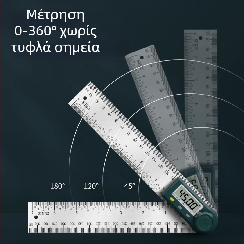 HEMUELE Ψηφιακός μετρητής γωνίας από ανοξείδωτο ατσάλι, υψηλής ακρίβειας ηλεκτρονικός εκτιμητής γωνιών, 360°, πολυλειτουργικό βιομηχανικό εργαλείο μέτρησης γωνιών