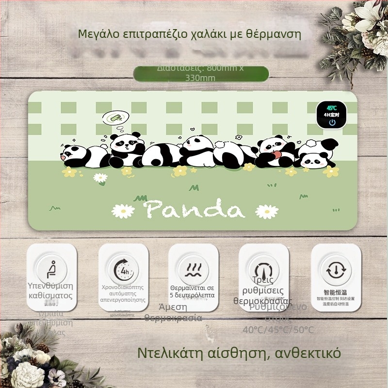 Panda θερμαινόμενη επιφάνεια ποντικιού – υπερμεγέθη επιφάνεια γραφείου για υπολογιστή, γραφείο και παιχνίδια, διαστάσεις 60×30 εκ, 80×30 εκ ή 90×40 εκ