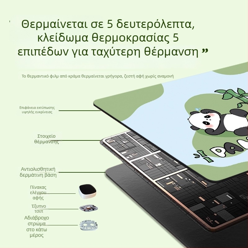 Panda θερμαινόμενη επιφάνεια ποντικιού – υπερμεγέθη επιφάνεια γραφείου για υπολογιστή, γραφείο και παιχνίδια, διαστάσεις 60×30 εκ, 80×30 εκ ή 90×40 εκ