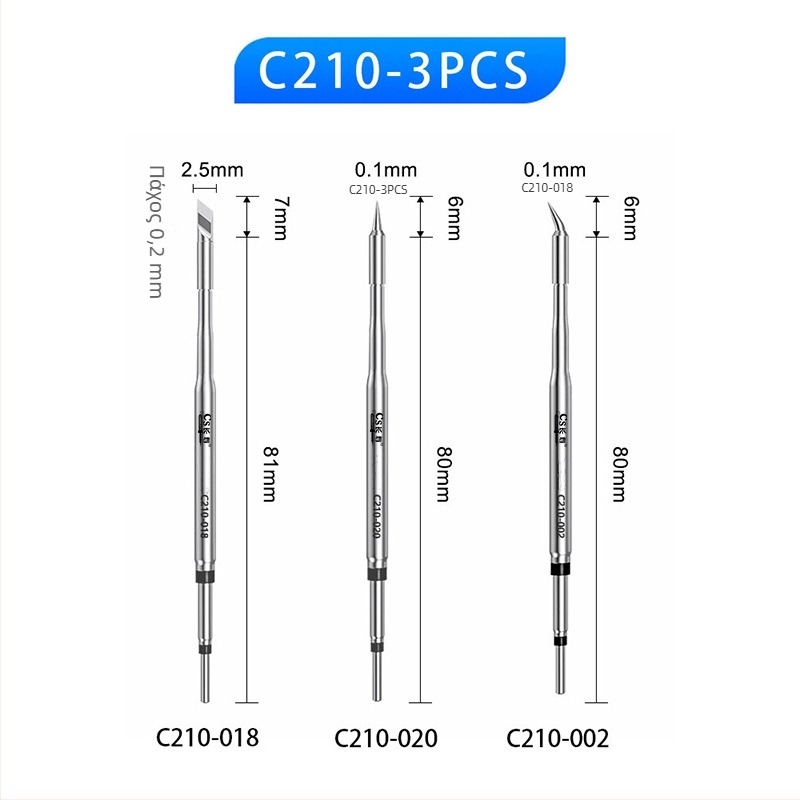 OSS Team Άκρη πιστονιύ συγκόλλησης C210/C115/C245, Γενικής χρήσης, Με ενσωματωμένο θερμαντικό πυρήνα