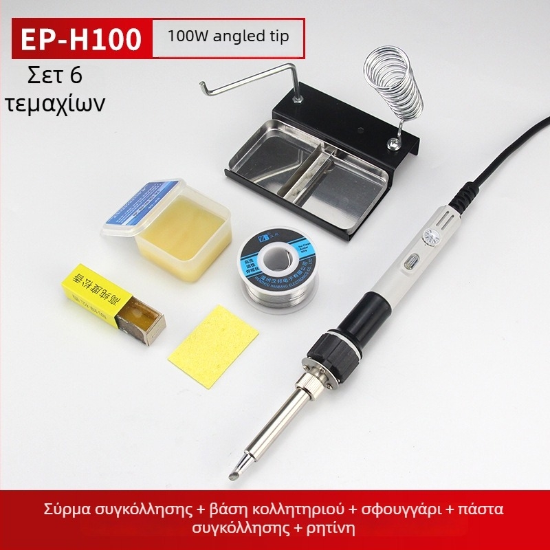 Yellow Flower υψηλής ισχύος ηλεκτρικό κολλητήριο με ρυθμιζόμενη θερμοκρασία, πιστόλι συγκόλλησης και εναλλάξιμες άκρες: μυτερή, επίπεδη και κεκλιμένη κεφαλή — 100W/150W/200W