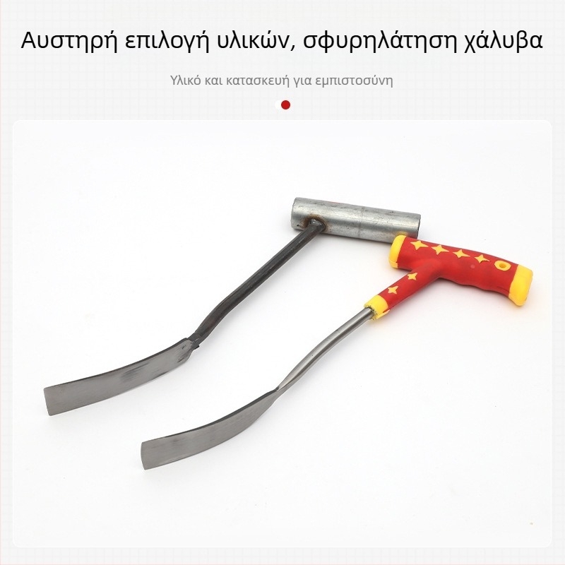 Σκαπάνη για σκάψιμο σκόρδου και ζιζανίων στον κήπο — αφαίρεση ριζών, χαλάρωση εδάφους, φύτευση λαχανικών