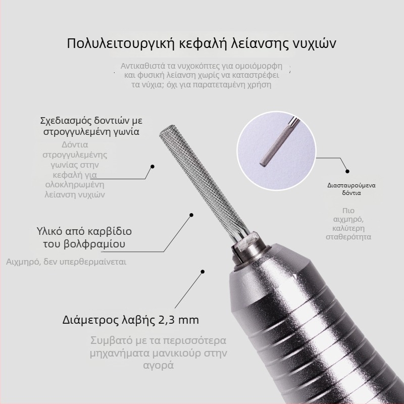 Κεφαλή λείανσης από βολφραμωμένο ατσάλι για μανικιούρ, βήμα-λείανση για προετοιμασία και αφαίρεση νυχιών, εργαλείο γυαλάσματος και περιποίησης νυχιών