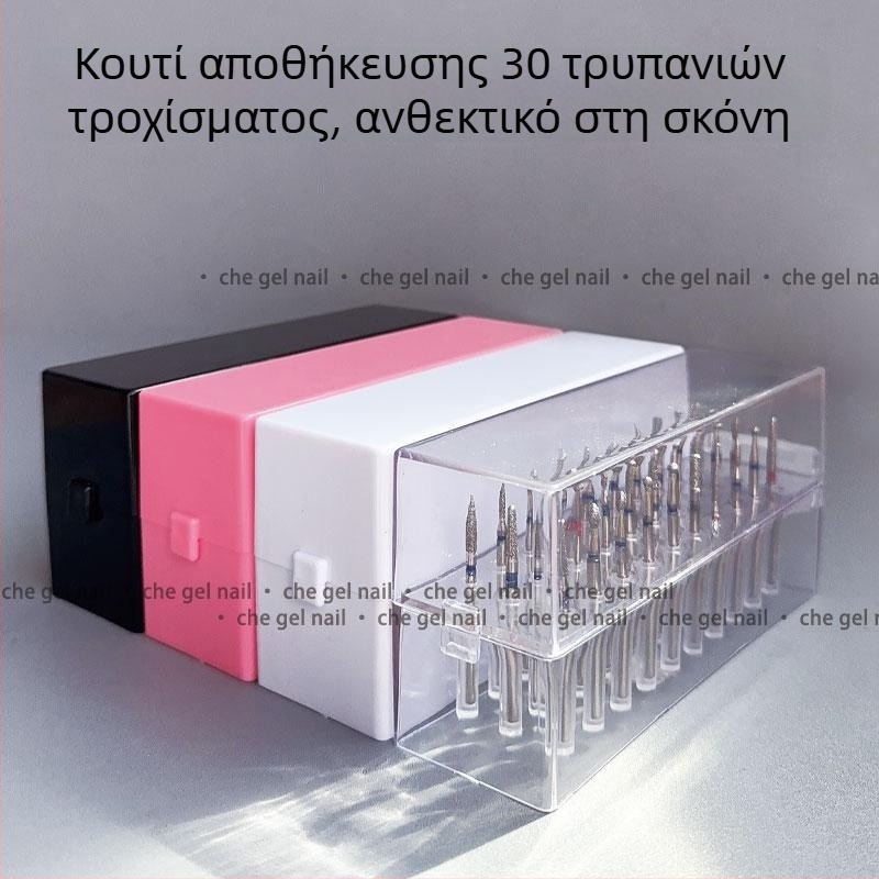 Κουτί αποθήκευσης με 30 θέσεις για κεφαλές λείανσης εργαλείων νυχιών, διαφανές ακρυλικό, προστασία από σκόνη, επιτραπέζιος οργανωτής σε ιαπωνικό στυλ