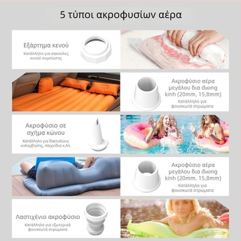 Φορητή ασύρματη ηλεκτρική αντλία αέρα για φουσκώματα και αεροστρώματα, USB φόρτιση