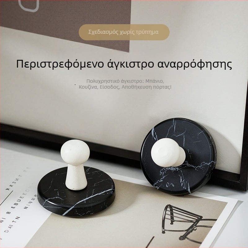 Κρεμάστρα από μασίφ ξύλο με περιστρεφόμενη βεντούζα, χωρίς τρύπες, για τοίχο ή πόρτα, με ισχυρή πρόσφυση, κατάλληλη για είσοδο και μπάνιο