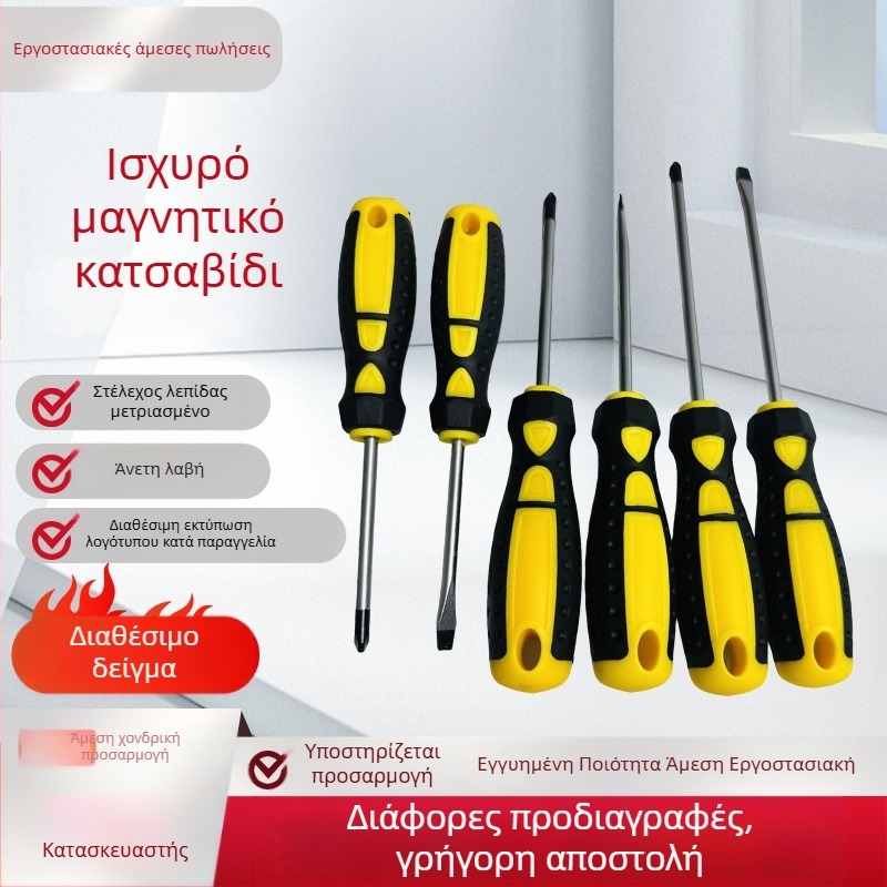 Σετ κατσαβιδιών Phillips και φλατ-κεφαλής από χρωμοβάνδιο ατσάλι, μαγνητικό, λαβές από καουτσούκ με αντιολισθητική επιφάνεια