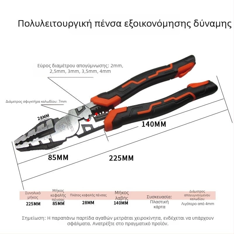 Βιομηχανικής ποιότητας πολυλειτουργικά τσιμπίδια για καλώδια με διαγώνιο άκρο, κλιπ και αποξήλωση μόνωσης