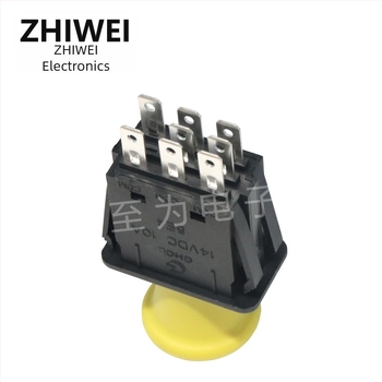 Κίτρινο κουμπί έκτακτης διακοπής με κεφαλή μανιταριού, 8 ακίδων, βιομηχανικός διακόπτης χλοοκοπτικής μηχανής