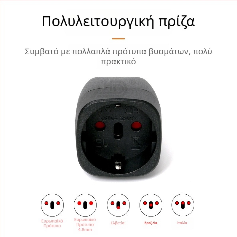 EU-010 Μετατροπέας ευρωπαϊκής πρίζας, 3-πολικός προσαρμογέας σύμφωνα με τον ινδικό κανονισμό