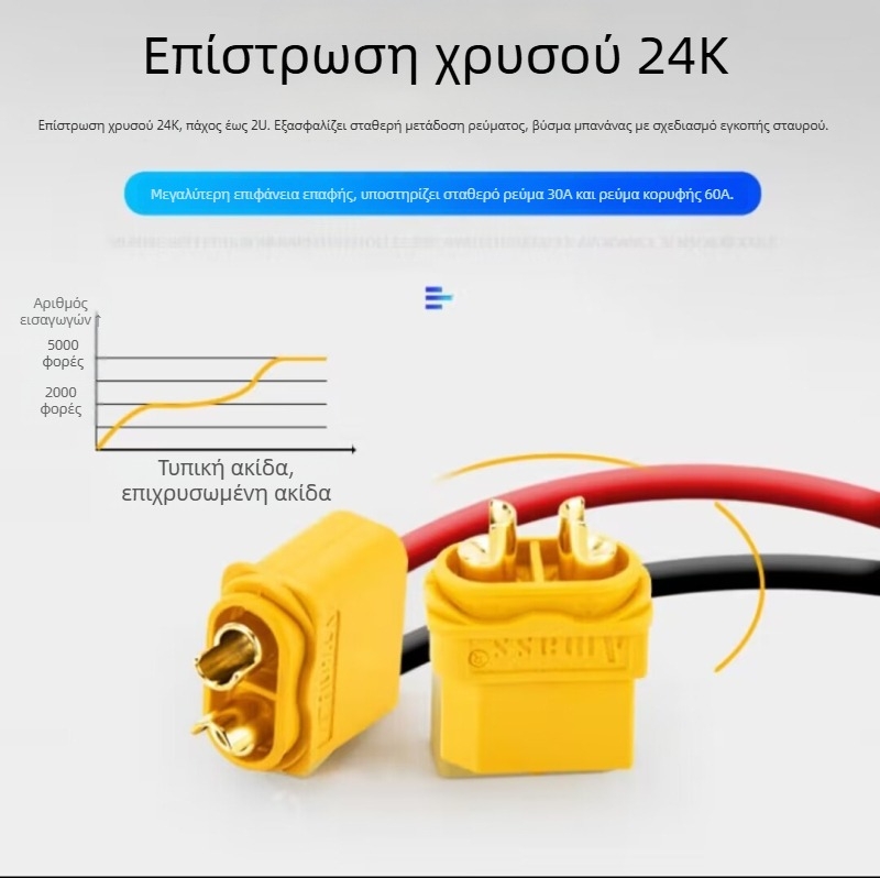 XT60 συνδετήρας μπαταρίας λιθίου με αρσενικά και θηλυκά άκρα XT60/H/F, χαλκοχρυσό επίχρισμα, μπανάνα βύσμα και Τ-βύσμα για RC μοντελισμό