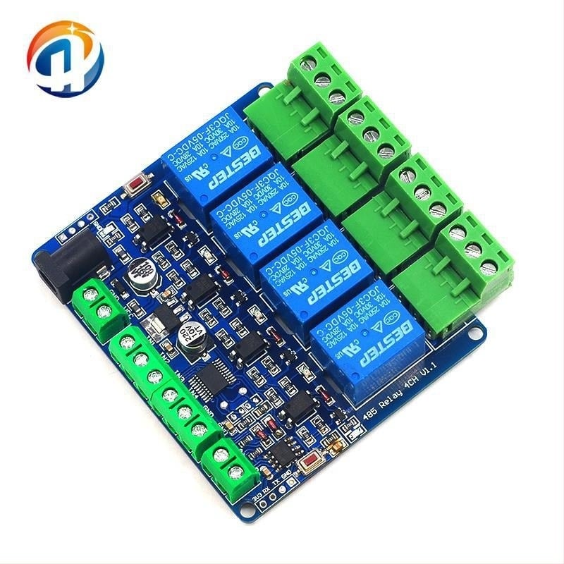 Modbus RTU τετρακαναλικό ρελέ εξόδου, 12V, 4 ψηφιακές είσοδοι, RS-485 επικοινωνία, TTL κεφαλίδα ακίδων