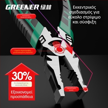Greener/Green Forest βιομηχανικές πένσες με κλείδωμα για καλώδια, υψηλής σκληρότητας, ηλεκτρολογικές, πολυλειτουργικό σετ εργαλείων