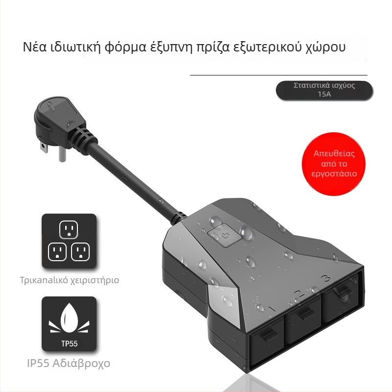 Εξωτερική Έξυπνη Πρίζα Wi‑Fi με Χρονοδιακόπτη και Απομακρυσμένο Έλεγχο, Συμβατή με Alexa, USB, Αμερικανικό Πρότυπο