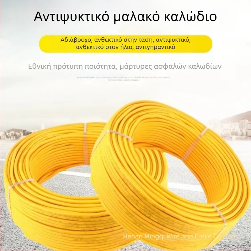 Εύκαμπτο εξωτερικό καλώδιο φόρτισης με 2 αγωγούς, καθαρός χαλκός, κίτρινο, διατομή 1,5–2,5 mm², αντιπαγωτικό