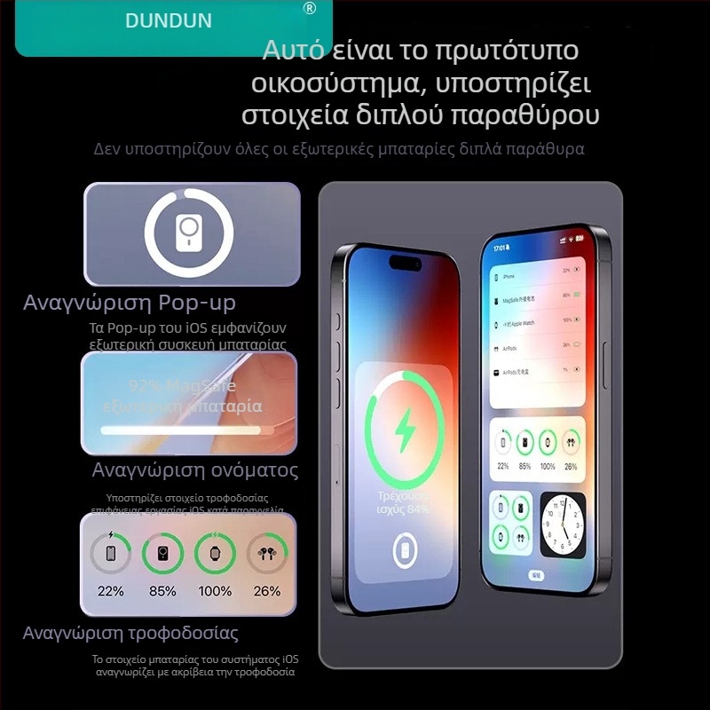 Απολύτως λεπτός μαγνητικός ασύρματος Power Bank, 10000mAh, συμπαγής PD3.0 22.5W γρήγορη φόρτιση