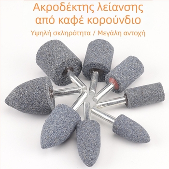 Κεφαλή λείανσης από καφέ κορούνδιο με λαβή, μυτερή κυλινδρική μορφή Τ, ηλεκτρική κεφαλή λείανσης