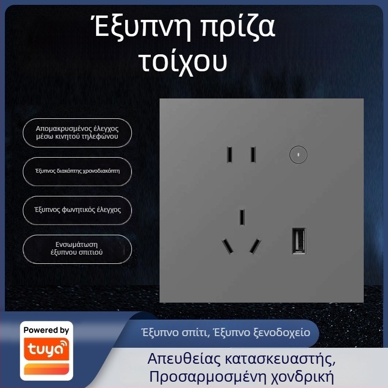 Graffiti Zigbee τοίχης έξυπνη πρίζα με κουτί τύπου 86, φωνητικός έλεγχος και απομακρυσμένος έλεγχος μέσω κινητής εφαρμογής
