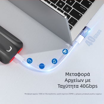 Αντάπτορας USB-C USB4 με πλήρη λειτουργικότητα, μεταφορά δεδομένων έως 40 Gbps, για φορητό υπολογιστή, προβολή οθόνης 8K HD