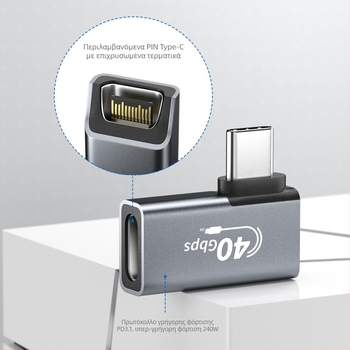 Αντάπτορας USB-C USB4 με πλήρη λειτουργικότητα, μεταφορά δεδομένων έως 40 Gbps, για φορητό υπολογιστή, προβολή οθόνης 8K HD