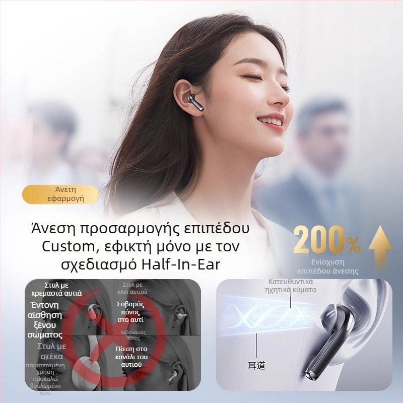 J05 Ασύρματα Bluetooth ακουστικά, μοντέλο 2025, μακράς διάρκειας μπαταρία, IPX6 αδιάβροα, ημι-ενσωματωμένα, στερεο ήχος, χαμηλή καθυστέρηση για παιχνίδια