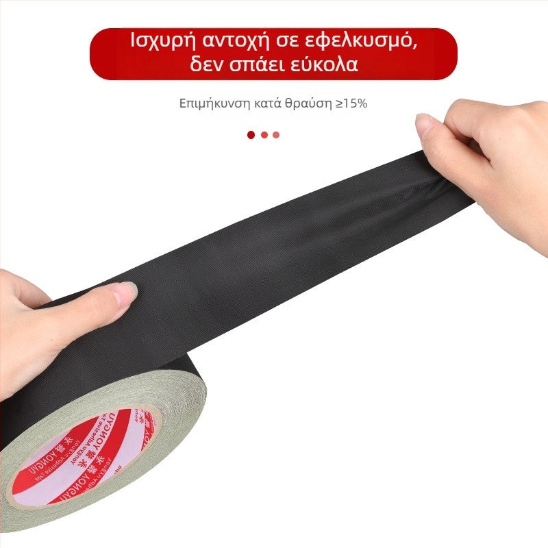 Μαύρη ταινία από ακετατικό ύφασμα, πυρασφαλής μόνωση και αντοχή σε υψηλές θερμοκρασίες, κατάλληλη για επισκευές LCD οθονών και ηλεκτρονικά.
