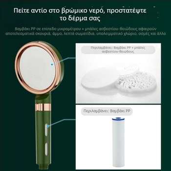 Κεφαλή ντους χειρός με πίεση, στρογγυλός σχεδιασμός, σκούρο πράσινο, ABS