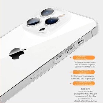 Απόλυτα λεπτή Bayer μαλακή θήκη για iPhone 17 Pro Max — διαφανής TPU θήκη με ακριβείς οπές για μεταλλικά κουμπιά
