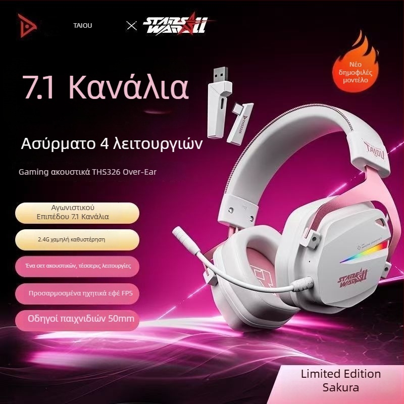 Titanium THS326 Ασύρματες ακουστικά gaming, πάνω από το αυτί, Bluetooth, τέσσερις λειτουργίες, 2,4 GHz, μακρύς χρόνος μπαταρίας