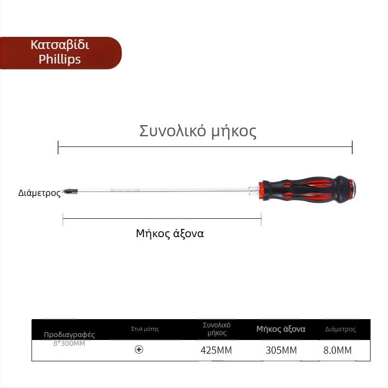 Regt Steel σετ κατσαβιδιών Philips και επίπεδων κεφαλών, από χρωμοβάνδιο χάλυβα, μαγνητικά, αντιολισθητικές PVC λαβές, διάμετρος 1–8 mm, 175 g