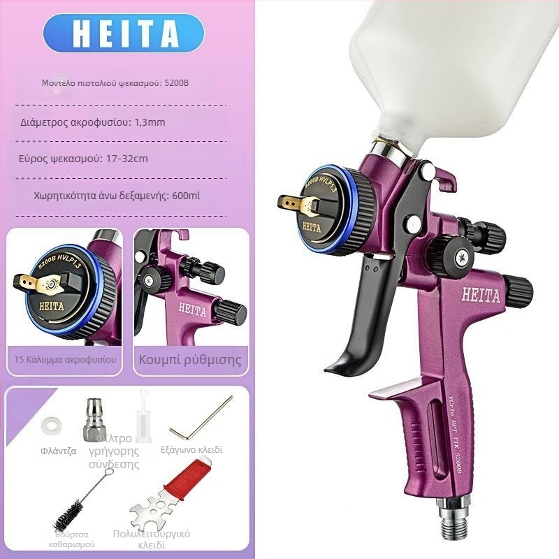 Violet 5200 ψεκαστήρας βαφής αυτοκινήτου και ξύλου, πνευματικό πιστόλι διπλής χρήσης για βαφές με βάση λάδι και νερό