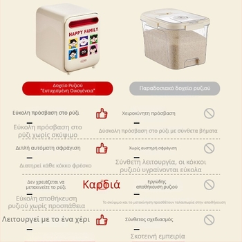 Δοχείο αποθήκευσης ρυζιού με ευρύ στόμιο, 5 κιλά, σφραγισμένο, ανθεκτικό σε έντομα και υγρασία