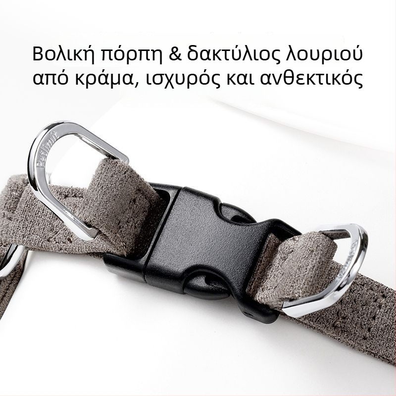 Δερμάτινο γιλέκο-χάρη με λουρί για μικρά σκυλάκια και κουτάβια