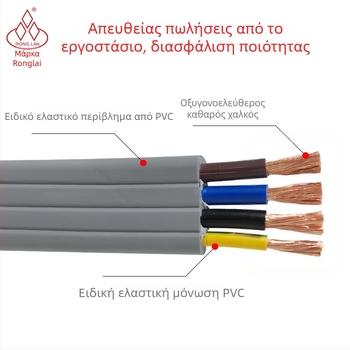Πλατύ καλώδιο με οδηγική αλυσίδα για γερανογέφυρες, μοντέλο YFFB2, 3–5 αγωγούς, διατομές 6/16/35/70 mm²