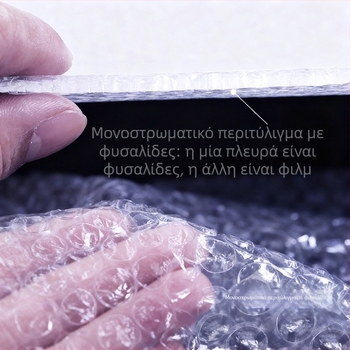 Ρολό φούσκα φιλμ, μεσαίου μεγέθους φούσκες, 30 cm × 60 m, 80 g/m², διάφανο προστατευτικό υλικό συσκευασίας