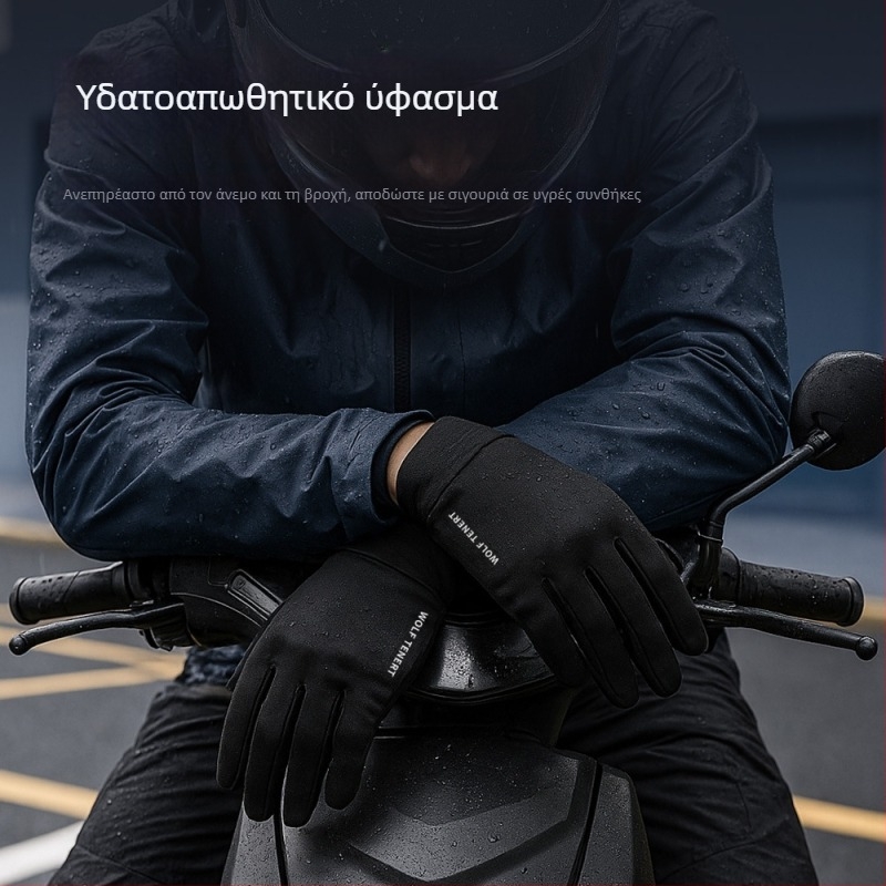 Χειμερινά γάντια για ηλεκτρικό ποδήλατο, ποδηλασία και σκι – παχιά, ζεστά, σιλικονούχα αντιολισθητικά με εκτυπωμένο σχέδιο, συμβατά με οθόνες αφής