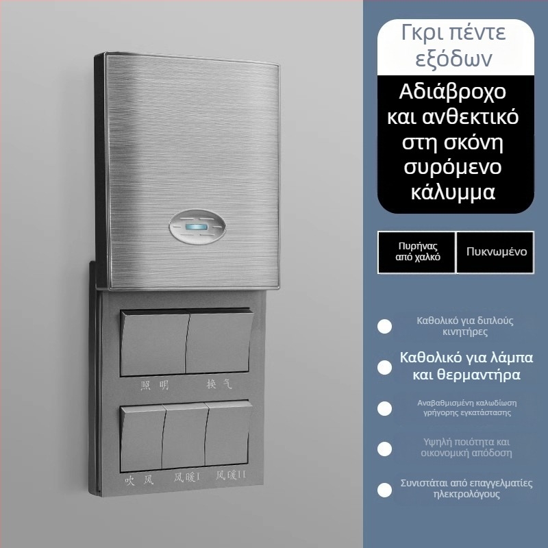 Διακόπτης θέρμανσης μπάνιου τύπου 86 με συρόμενο κάλυμμα, αδιάβροχος, πάνελ τεσσάρων διακοπτών για μπάνιο