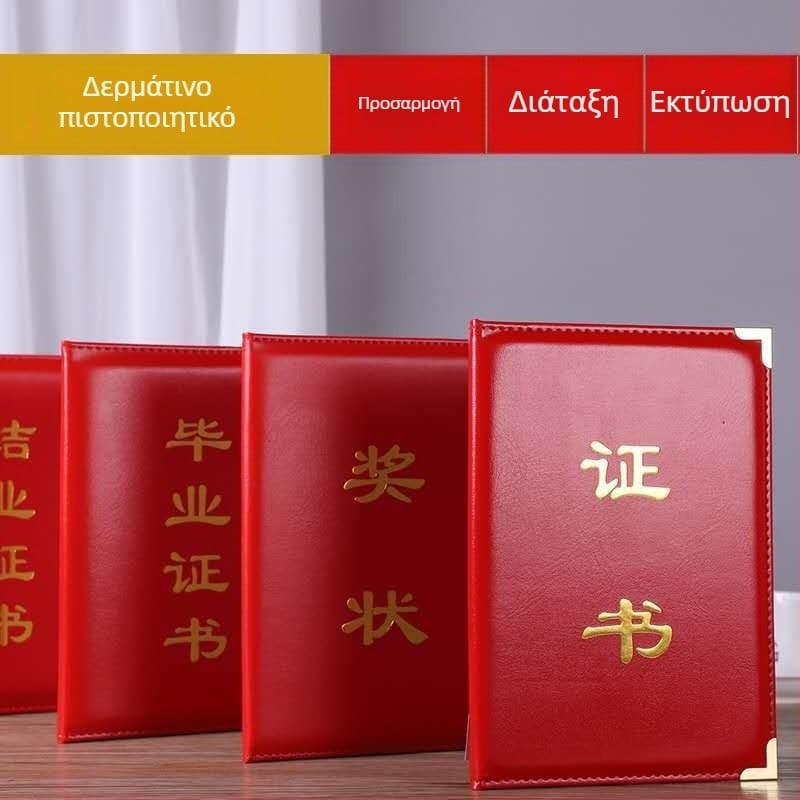 Δερμάτινος φάκελος πιστοποιητικού με χρυσωμένη σφράγιση, A48K6K τιμητική κάλυψη, λογότυπο 12K, πιστοποιητικό βραβείου, απολυτήριο και επιστολή πρόσληψης
