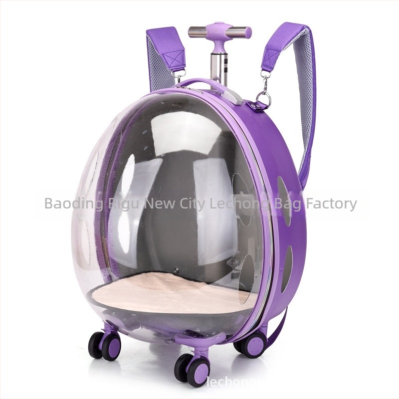Διάφανη τσάντα μεταφοράς γάτας σε στυλ διαστημικής κάψουλας, αναπνεύσιμη, με μεγάλη χωρητικότητα, με λαβή έλξης