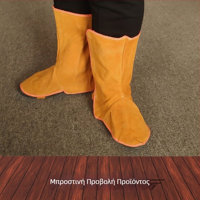 Δερμάτινη ποδιά συγκόλλησης με μανίκια και προστατευτικά πόδια, ανθεκτική στη φθορά και στη θερμότητα