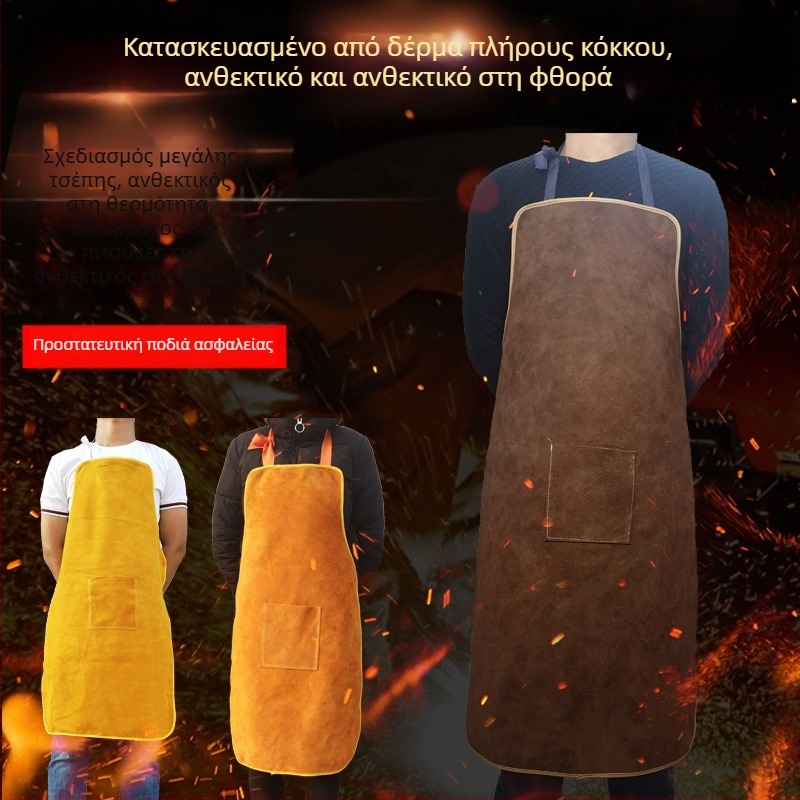 Ποδιά συγκόλλησης από δέρμα αγελάδας — προστασία από εγκαύματα και πιτσιλίσματα, φλογοανθεκτικό και ανθεκτικό σε υψηλές θερμοκρασίες