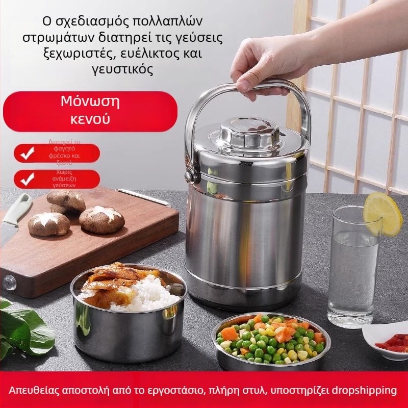 Κουτί γεύματος από ανοξείδωτο ατσάλι με τριπλής στρώσης κενού, φορητή κατσαρόλα σούπας για φοιτητές