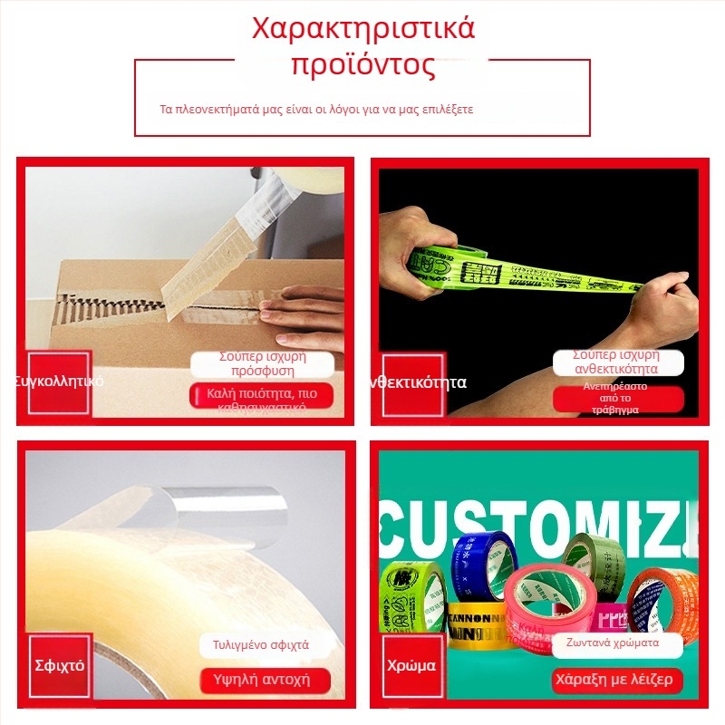Διαφανής ταινία συσκευασίας με προσαρμοσμένο λογότυπο, έγχρωμη εκτύπωση και κωδικό QR
