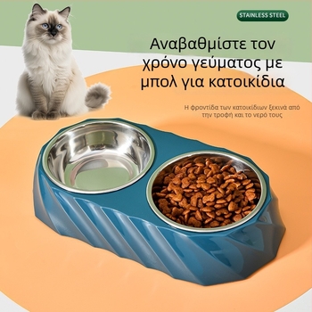 Μπολ ταΐσματος κατοικιδίων από ανοξείδωτο ατσάλι με ρωμαϊκό μοτίχο, στρογγυλό σχήμα, πολύχρωμο σχέδιο στροβιλισμού, ενσωματωμένο εξάρτημα ταΐσματος