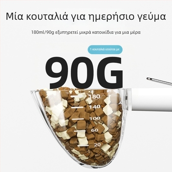 Διαφανικό κουτάλι φαγητού κατοικίδιων με κλίμακα μέτρησης, μακρύ χειρισμό, πολυλειτουργική κουτάλα και μετρική κούπα από ανοξείδωτο ατσάλι