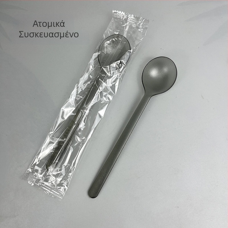 Μίας χρήσης πλαστικό κουταλάκι επιδορπίου με μακριά λαβή, για συσκευασία take-away