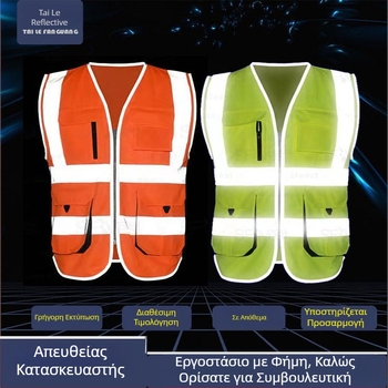 Αντανακλαστικό γιλέκο για ποδηλασία, οδική κυκλοφορία και υπηρεσίες καθαριότητας με προσαρμοσμένο λογότυπο