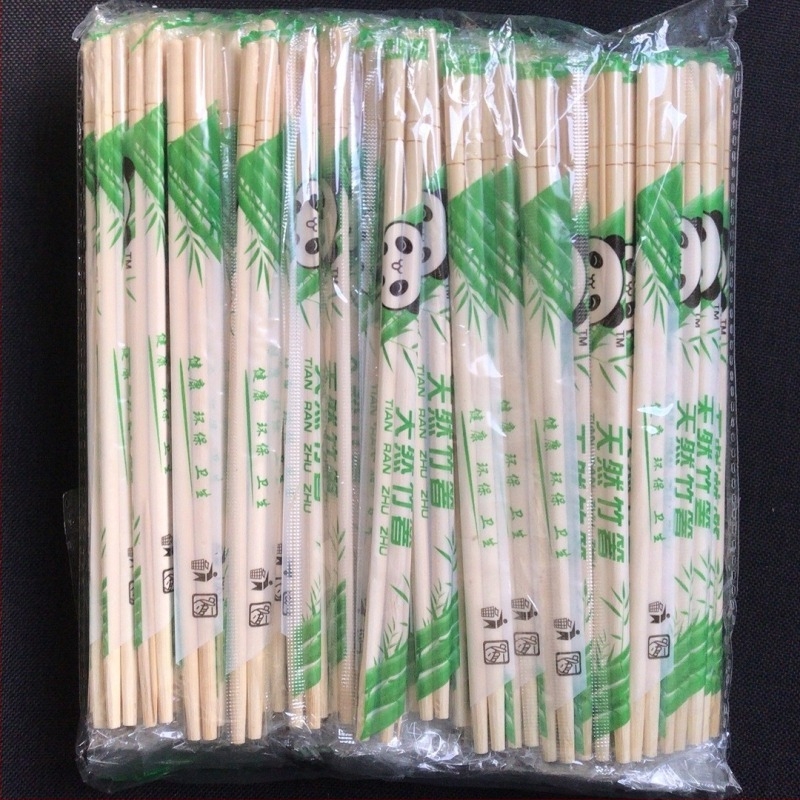 Μονόχρηστα chopsticks από μπαμπού, 5,5×20 cm, στρογγυλά, με οδοντογλυφίδες, σε συσκευασία OPP, σχέδιο Panda