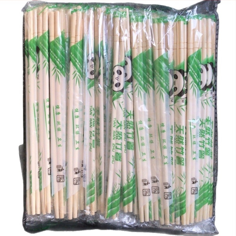 Μονόχρηστα chopsticks από μπαμπού, 5,5×20 cm, στρογγυλά, με οδοντογλυφίδες, σε συσκευασία OPP, σχέδιο Panda
